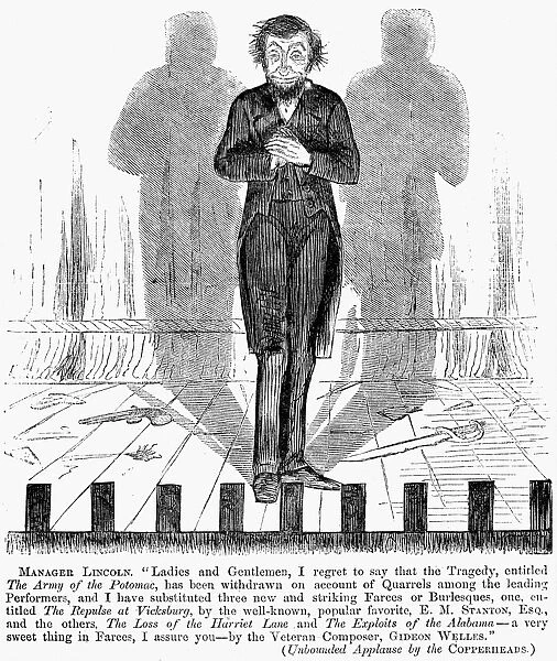 LINCOLN CARTOON, 1863. Cartoon of Abraham Lincoln, the Sixteenth President of the United States, from a northern American newspaper, 1863