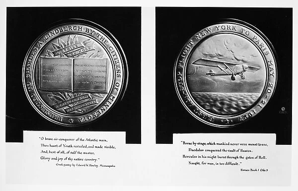 LINDBERGH: GOLD MEDAL. Gold medal awarded by his native state of Minnesota to Charles A