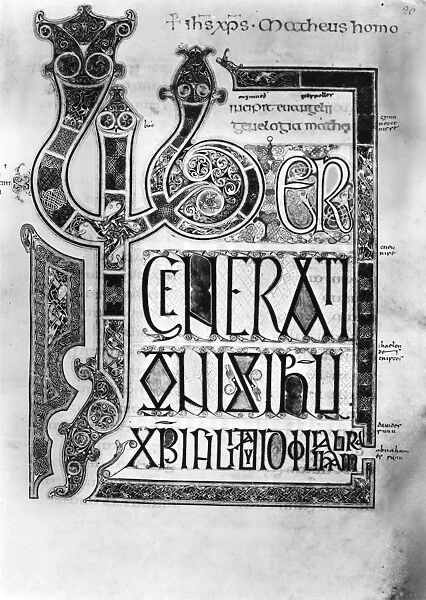 LINDISFARNE GOSPELS. Matthew, chapter i. verse 1, written and illuminated about A