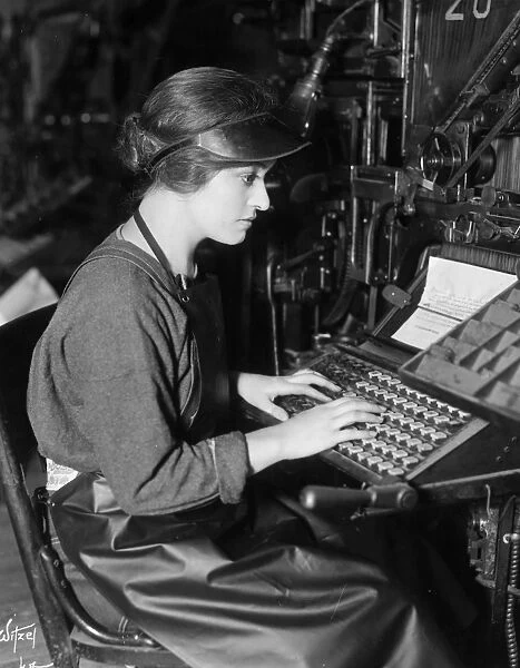 LINOTYPE OPERATOR, c1920s. Motion-picture still