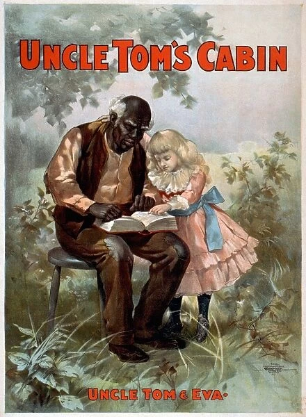 Lithograph poster, c1899, for a production of Uncle Toms Cabin, by Harriet Beecher Stowe, featuring the characters of Uncle Tom and Eva