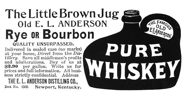 LITTLE BROWN JUG, 1894. The Little Brown Jug - Old E. L. Anderson Rye or Bourbon