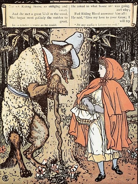 LITTLE RED RIDING HOOD. Illustration by Walter Crane, 1875