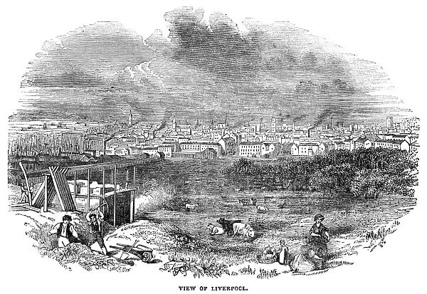 LIVERPOOL, 1842. View of Liverpool, England. Engraving, 1842