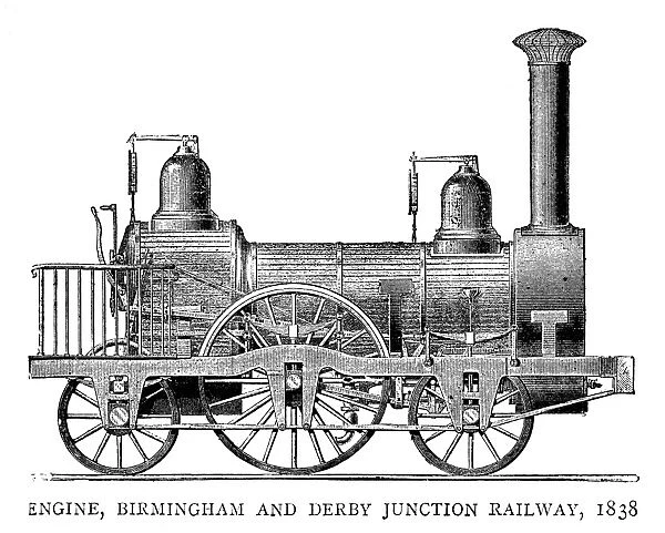 LOCOMOTIVE, 1838. Steam engine for the Birmingham and Derby Junction Railway, 1838