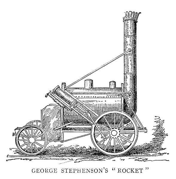 LOCOMOTIVE: ROCKET, 1829. George Stephensons Rocket, the winner of the Liverpool