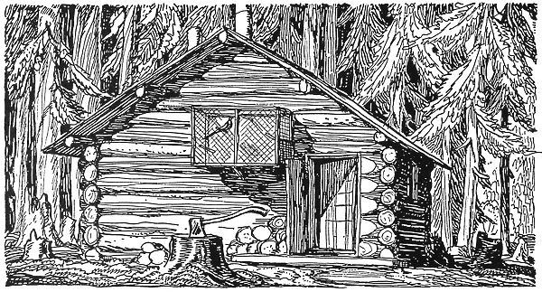 LOG CABIN, 20th CENTURY. Fox Island Cabin, Fox Island, Alaska, where the artist