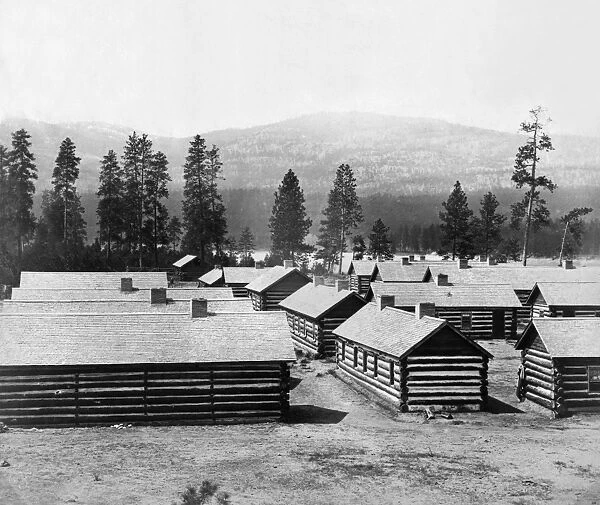 LOG CABIN BARRACKS. The winter housing quarters of the British North American Boundary