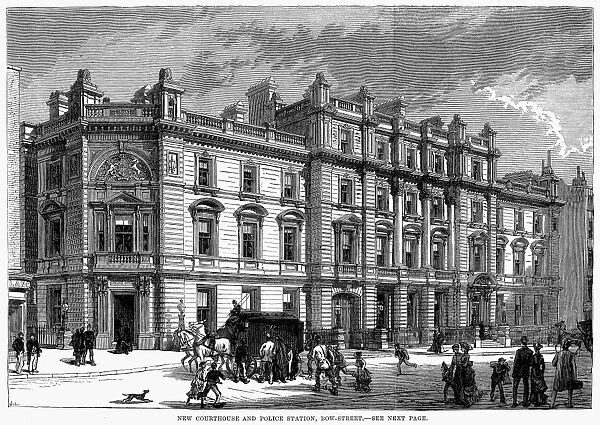 LONDON: COURTHOUSE, 1880. View of the courthouse and police station on Bow Street, London, England, as it appeared at the time of its completion in 1880. Contemporary English wood engraving