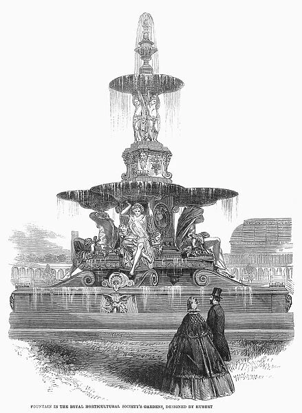 LONDON: FOUNTAIN, 1862. Fountain in the Royal Horticultural Societys Gardens, designed by Hubert. Wood engraving, 1862