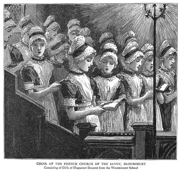 LONDON: FRENCH CHOIR, 1885. Choir of the French Church of the Savoy in London, England