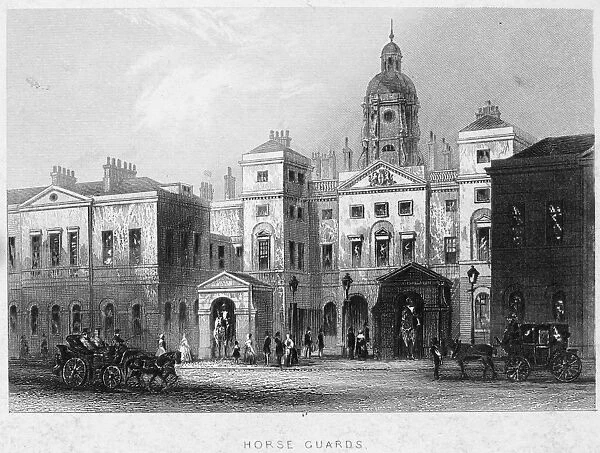 LONDON: HORSE GUARDS, 1852. Horse Guards building, London, England. Steel engraving, English, 1852