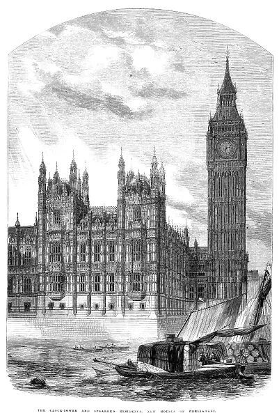 LONDON: PARLIAMENT, 1857. The Houses of Parliament, the Speakers Residence