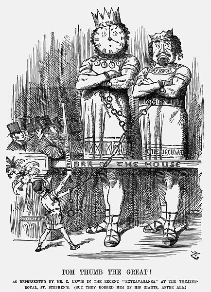 LONDON PRESS, 1875. Tom Thumb the Great! English cartoon by Sir John Tenniel