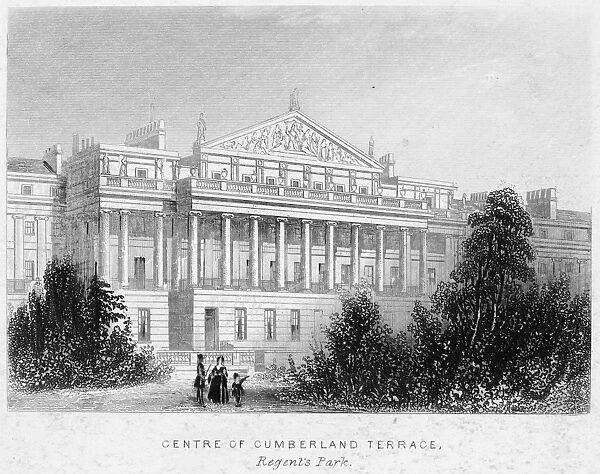 LONDON: REGENTs PARK. The Centre of Cumberland Terrace, Regents Park, London, England. steel engraving, 1852