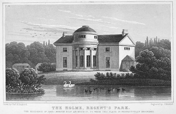 LONDON: REGENTs PARK. The Holme, Regents Park. Steel engraving, English, 1827
