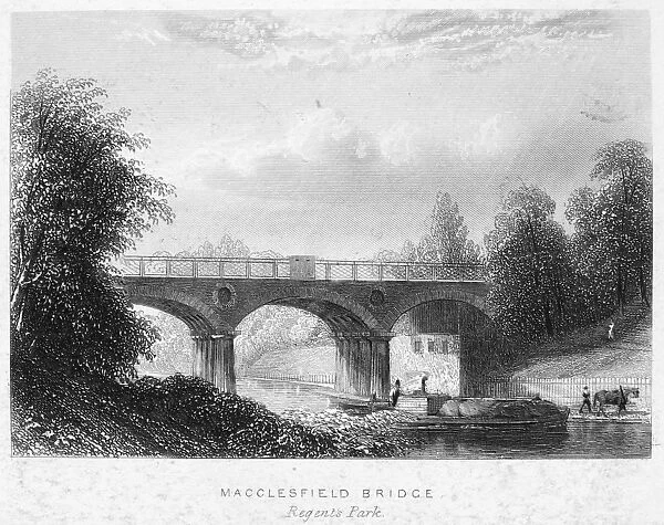 LONDON: REGENTs PARK. Macclesfield Bridge, Regents Park. Steel engraving, English, 1852