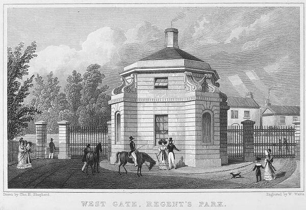 LONDON: REGENTs PARK. West Gate, Regents Park. Steel engraving, English, 1828