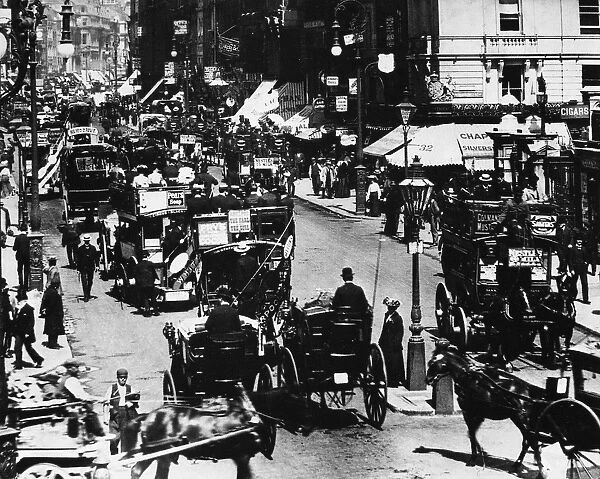 LONDON: THE STRAND, c1890. The Strand, London, England, viewed from the Golden Cross Hotel