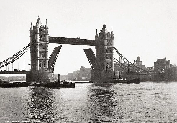 LONDON: TOWER BRIDGE. View of the Tower Bridge, London, England. Photographed c1900
