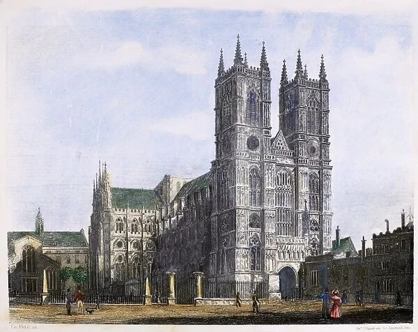 LONDON: WESTMINSTER ABBEY. Steel engraving, French, c1850