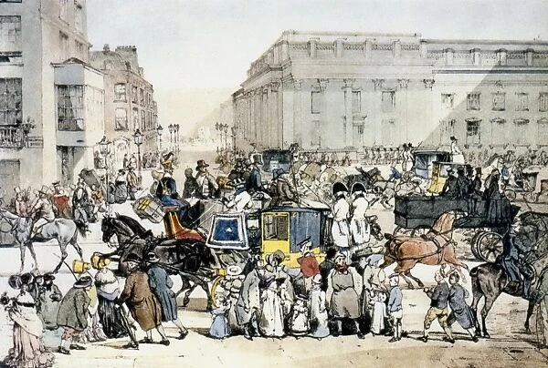 LONDON: WHITEHALL. Rush-hour at Whitehall, London, England, 1820s