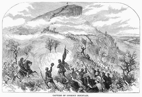 LOOKOUT MOUNTAIN, 1863. Battle of Lookout Mountain, Tennessee, 24 November 1863. Line engraving, 19th century