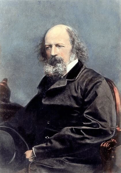 LORD ALFRED TENNYSON (1809-1892). English Baron and poet. Oil over a photograph, c1870