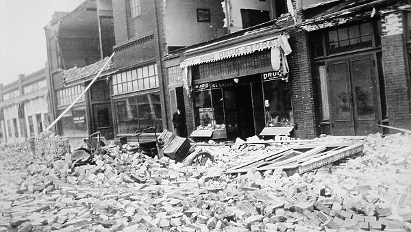 LOS ANGELES EARTHQUAKE. A damaged street, following the earthquake of 16 March 1933