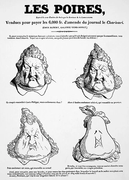 LOUIS PHILIPPE (1773-1850). King of the French, 1830-48. The Pears. Caricature