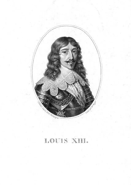 LOUIS XIII (1601-1643). King of France 1610-43. 19th century engraved portrait after a painting by Philippe de Champaigne