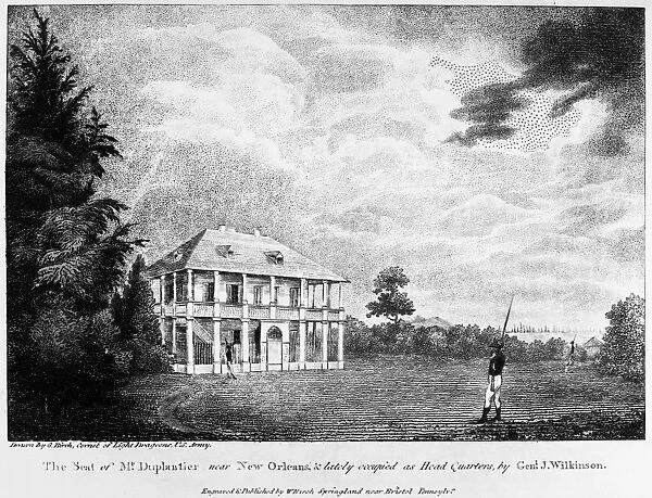LOUISIANA: PLANTERs HOME. The Duplantier residence near New Orleans, Louisiana. Wood engraving from Country Seats of the United States of North America, 1808