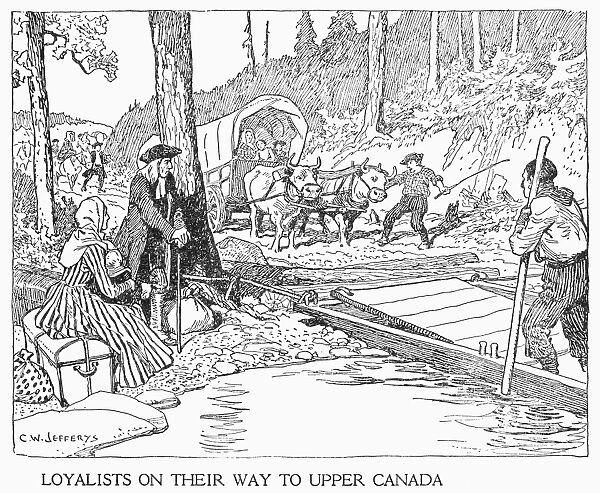 Loyalists on their way to Upper Canada after the American Revolution. Pen-and-ink drawing by Charles W. Jefferys