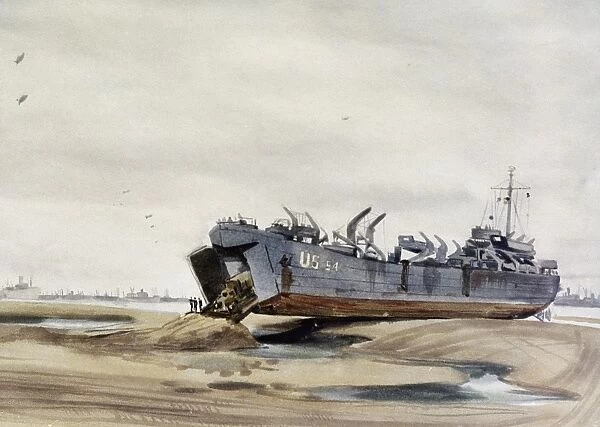 LST Landing at Normandy on 6 June 1944. Painting by Harrison Standley