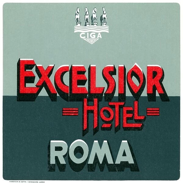 Luggage label from the Excelsior Hotel in Rome, Italy, 20th century