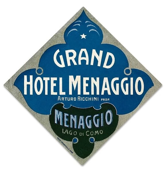 Luggage label from the Grand Hotel Menaggio in Italy, early 20th century