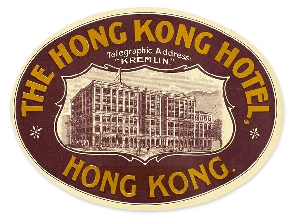 Luggage label from the Hong Kong Hotel in China, early 20th century