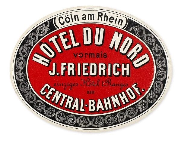 Luggage label from the Hotel du Nord in Germany, early 20th century