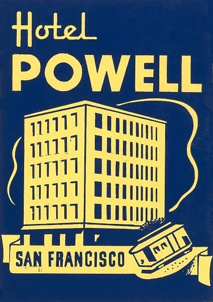 Luggage label from the Hotel Powell in San Francisco, California, 20th century