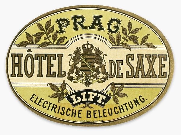 Luggage label from the Hotel de Saxe in Germany, early 20th century