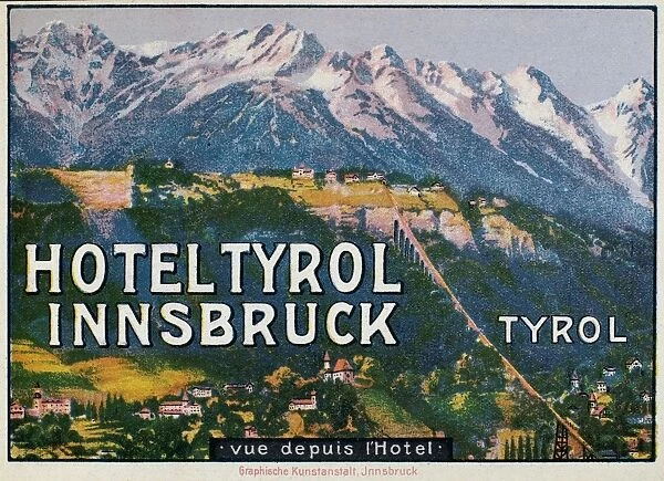 Luggage label from the Hotel Tyrol Innsbruck in Austria, early 20th century
