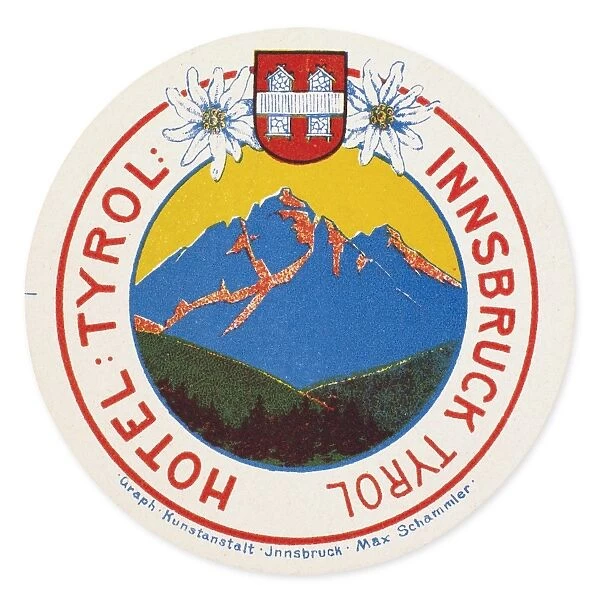 Luggage label from Hotel Tyrol in Innsbruck, Austria, early 20th century