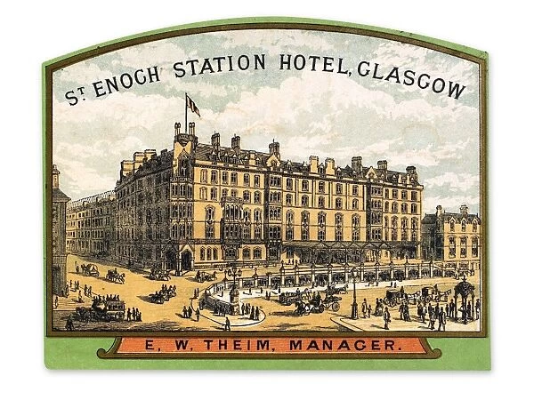 Luggage label from the St. Enoch Station Hotel in Glasgow, Scotland. Early 20th century