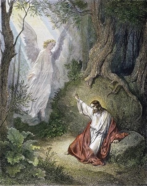 (Luke 22: 43): colored engraving after Gustave Dor