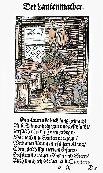 LUTE MAKER, 1568. Woodcut, 1568, by Jost Amman