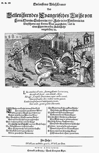LUTHER ANNIVERSARY, 1518. German broadside, 1518, commemorating the first anniversary