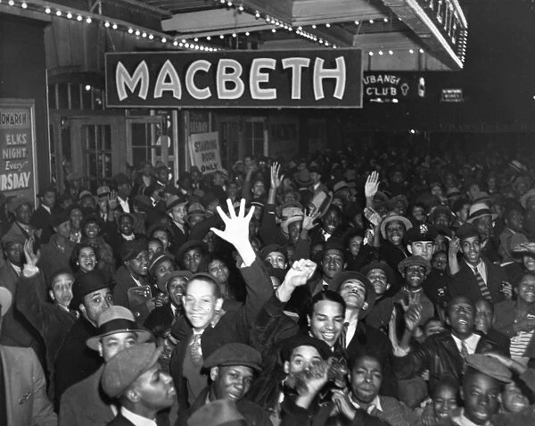 MACBETH, 1936. A crowd outside the Lafayette Theatre in Harlem, on the opening
