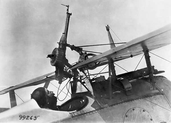 Machine guns mounted on an airplane of the U. S. Flying Corps during World War I
