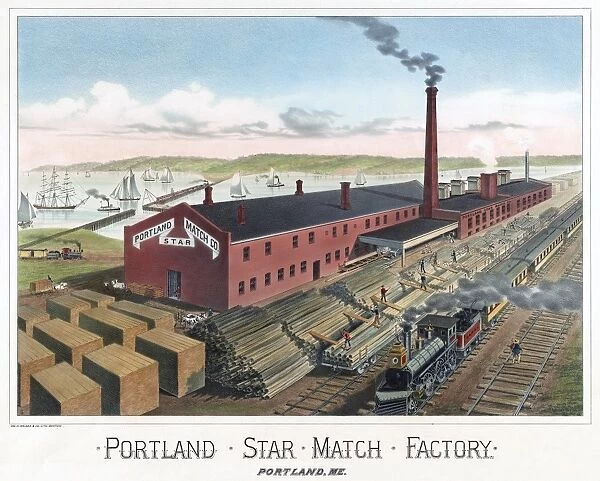 MAINE: FACTORY, c1870. The Portland Star Match Factory in Portland, Maine. Lithograph