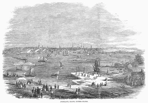 MAINE: PORTLAND, 1858. The city and harbor of Portland, Maine